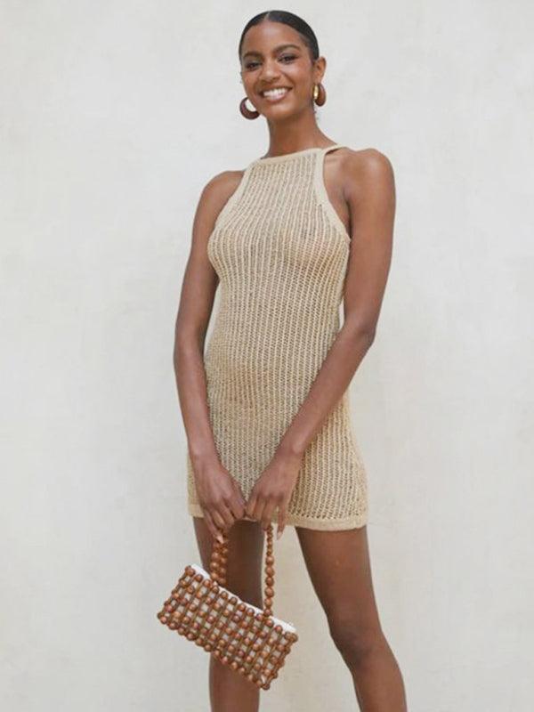 Mini Jurk met Hoge Hals en Gehaakt Ontwerp - Group13 - Jurkjes.co