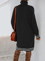 Mini Jurk met Hoge Hals en Streepaccenten - Mini Dresses - Jurkjes.co