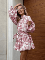 Mini Jurk met Hoge Hals en Toile de Jouy Print - Group5 - Jurkjes.co