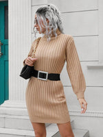 Mini Jurk met Hoge Kraag en Ceintuur - Group3 - Jurkjes.co