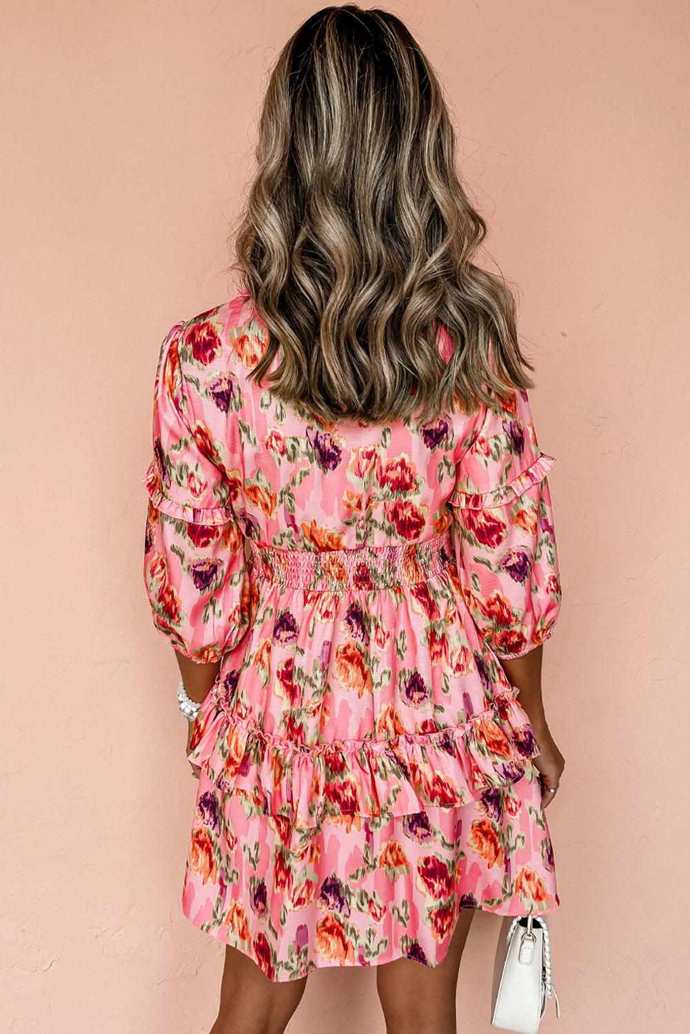 Mini Jurk met Hoge Taille en Franje Smock - Mini Dresses - Jurkjes.co