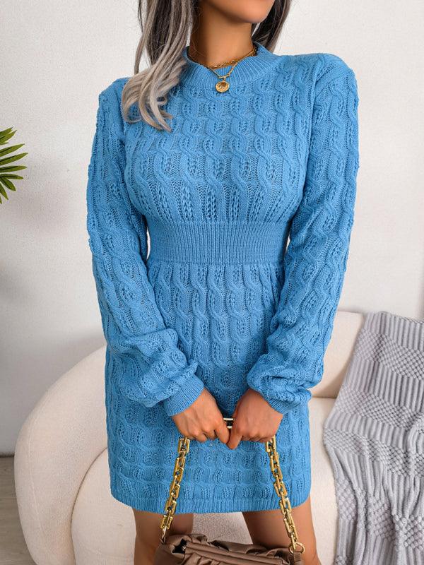 Mini Jurk met Kabelstructuur en Lange Mouwen - Mini Dresses - Jurkjes.co