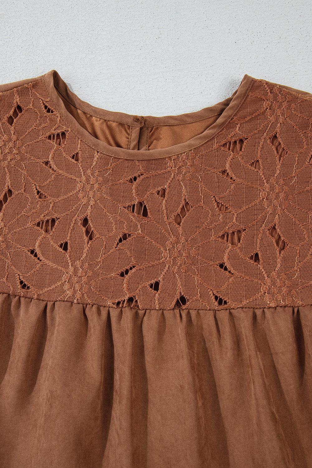 Mini Jurk met Kant en Gerimpeld Ontwerp - Mini Dresses - Jurkjes.co