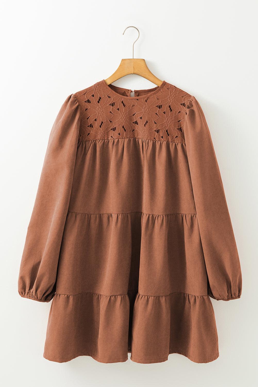 Mini Jurk met Kant en Gerimpeld Ontwerp - Mini Dresses - Jurkjes.co