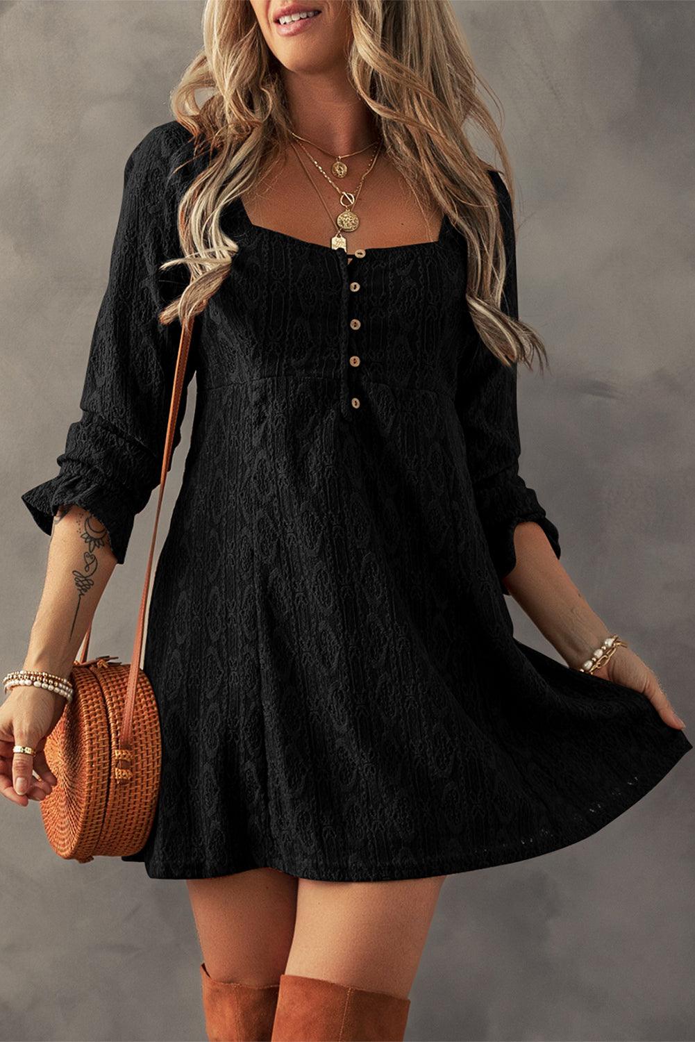 Mini Jurk met Kant en Knopen - Mini Dresses - Jurkjes.co