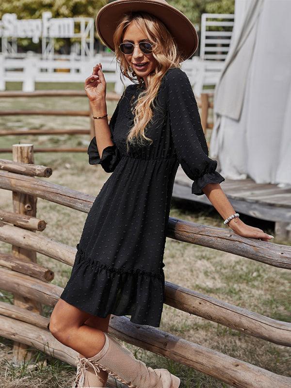 Mini Jurk met Kant en Rimpelzoom - Midi Dresses - Jurkjes.co