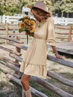 Mini Jurk met Kant en Rimpelzoom - Midi Dresses - Jurkjes.co