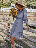 Mini Jurk met Kant en Rimpelzoom - Midi Dresses - Jurkjes.co