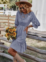 Mini Jurk met Kant en Rimpelzoom - Midi Dresses - Jurkjes.co