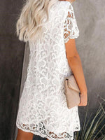 Mini Jurk met Kant en Ronde Hals - Midi Dresses - Jurkjes.co