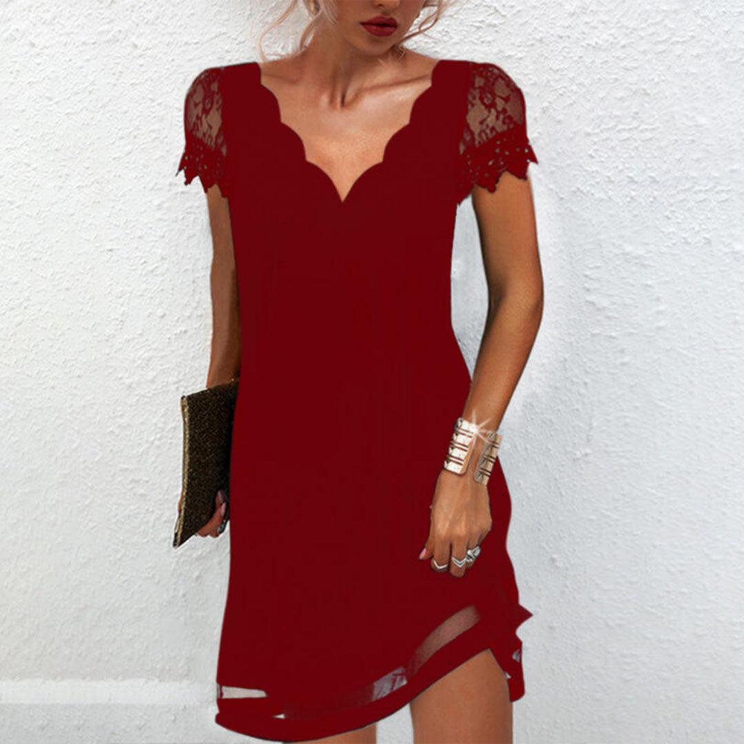 Mini Jurk met Kant en Transparante Mouwen - Dresses - Jurkjes.co