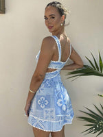 Mini Jurk met Kanten Details en Zomerse Print - Maxi Dresses - Jurkjes.co