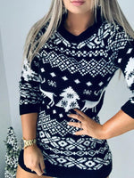 Mini Jurk met Kerstprint en Lange Mouwen - Mini Dresses - Jurkjes.co