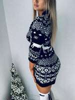 Mini Jurk met Kerstprint en Lange Mouwen - Mini Dresses - Jurkjes.co