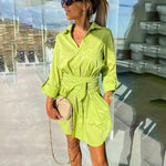 Mini Jurk met Knoopsluiting en Ceintuur - Women Summer Dress - Jurkjes.co