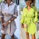 Mini Jurk met Knoopsluiting en Ceintuur - Women Summer Dress - Jurkjes.co
