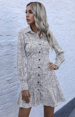 Mini Jurk met Knoopsluiting en Dierenprint - Mini Dresses - Jurkjes.co