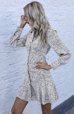 Mini Jurk met Knoopsluiting en Dierenprint - Mini Dresses - Jurkjes.co