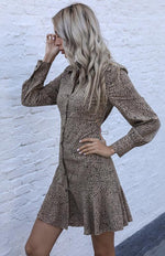 Mini Jurk met Knoopsluiting en Dierenprint - Mini Dresses - Jurkjes.co