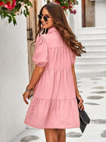 Mini Jurk met Knoopsluiting en Kapmouwtjes - Mini Dresses - Jurkjes.co