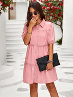 Mini Jurk met Knoopsluiting en Kapmouwtjes - Mini Dresses - Jurkjes.co