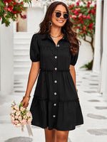 Mini Jurk met Knoopsluiting en Kapmouwtjes - Mini Dresses - Jurkjes.co