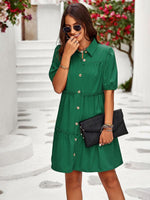 Mini Jurk met Knoopsluiting en Kapmouwtjes - Mini Dresses - Jurkjes.co