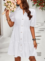 Mini Jurk met Knoopsluiting en Kapmouwtjes - Mini Dresses - Jurkjes.co