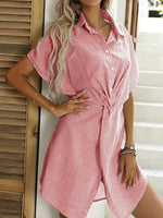 Mini Jurk met Knoopsluiting en Strepen - Mini Dresses - Jurkjes.co