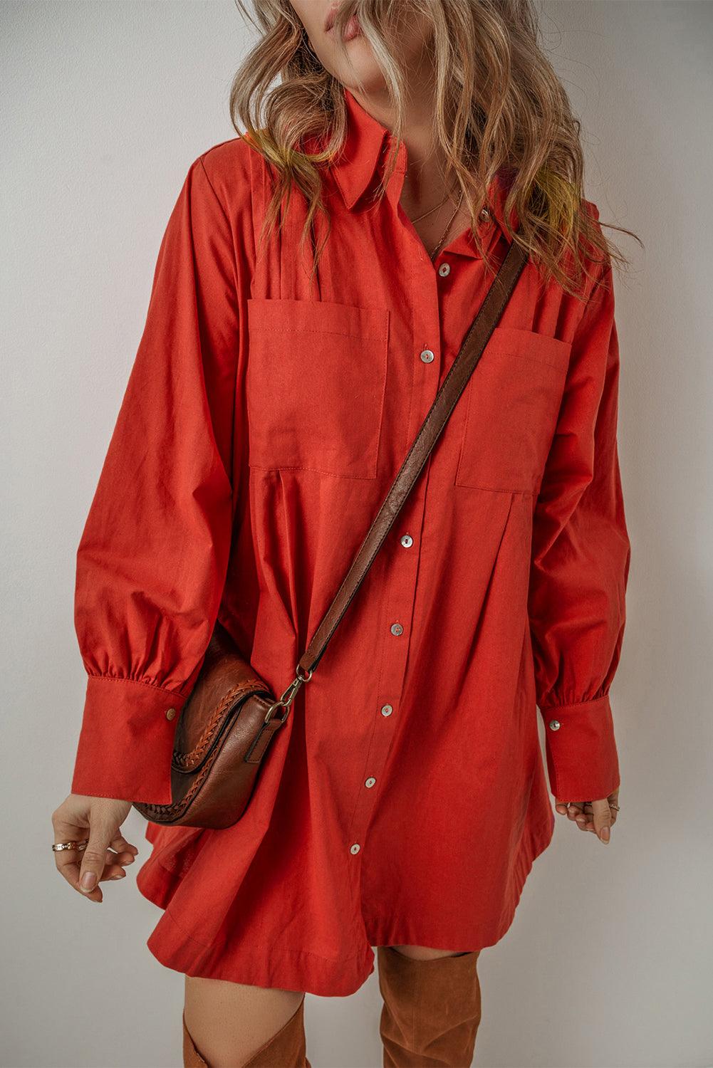 Mini Jurk met Knopen en Bishop Mouw - Mini Dresses - Jurkjes.co