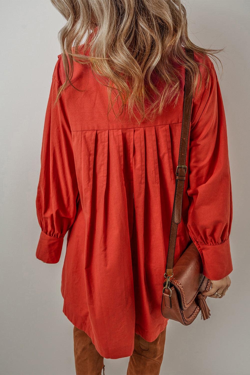 Mini Jurk met Knopen en Bishop Mouw - Mini Dresses - Jurkjes.co