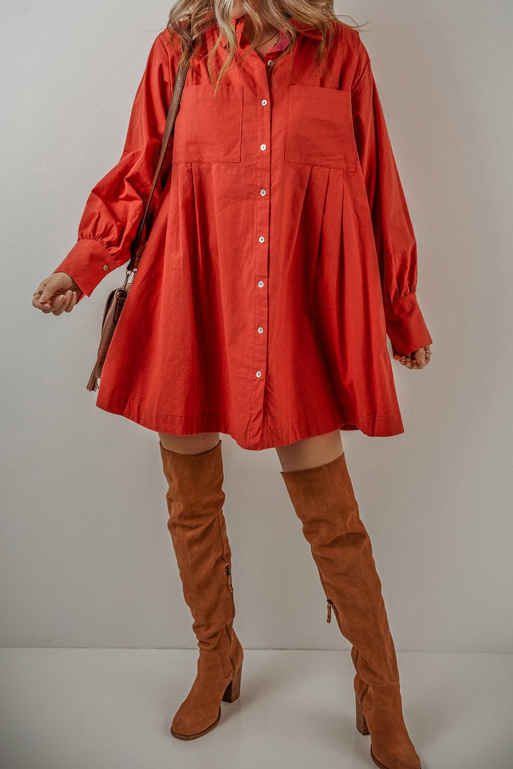 Mini Jurk met Knopen en Bishop Mouw - Mini Dresses - Jurkjes.co