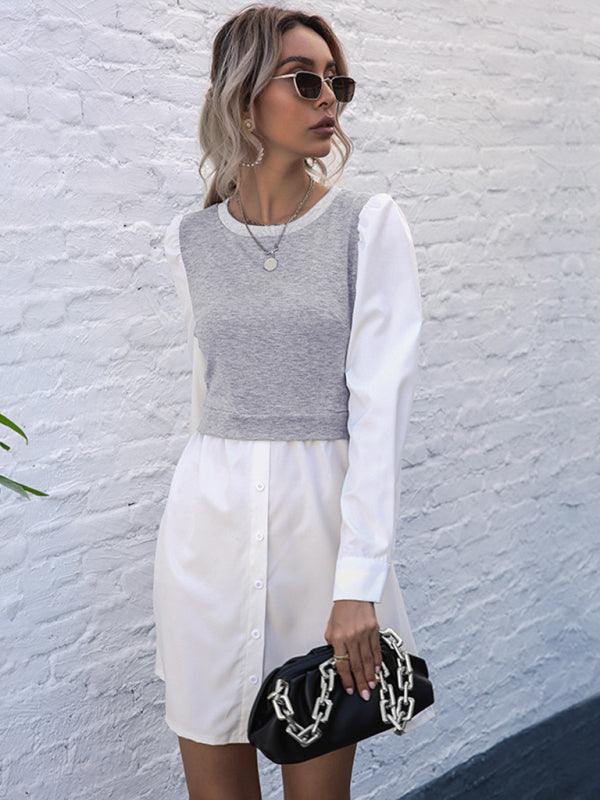 Mini Jurk met Knopen en Lange Mouwen - Group5 - Jurkjes.co