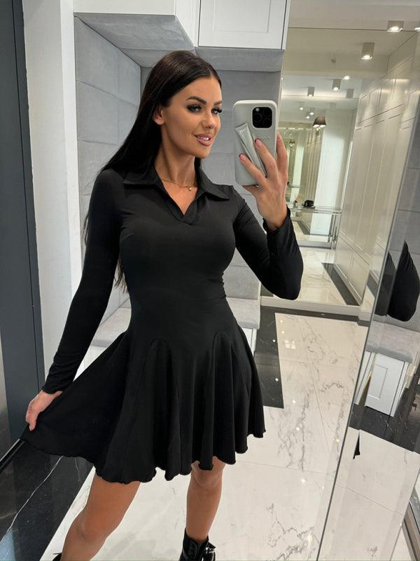 Mini Jurk met Kraag en Elegante Snit - Midi Dresses - Jurkjes.co