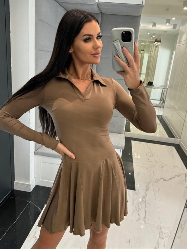 Mini Jurk met Kraag en Elegante Snit - Midi Dresses - Jurkjes.co