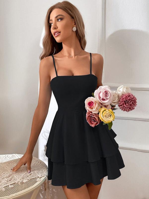 Mini Jurk met Laagjes en Strikbandjes - Mini Dresses - Jurkjes.co