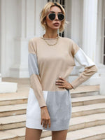 Mini Jurk met Lange Mouwen en Color-blocking - Mini Dresses - Jurkjes.co