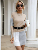 Mini Jurk met Lange Mouwen en Color-blocking - Mini Dresses - Jurkjes.co