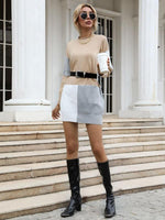 Mini Jurk met Lange Mouwen en Color-blocking - Mini Dresses - Jurkjes.co