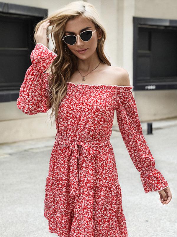 Mini Jurk met Off-Shoulder en Bloemenprint - Group11 - Jurkjes.co