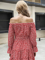 Mini Jurk met Off-Shoulder en Bloemenprint - Group11 - Jurkjes.co