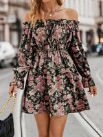 Mini Jurk met Off-Shoulder en Bloemenprint - Group4 - Jurkjes.co