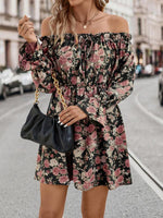Mini Jurk met Off-Shoulder en Bloemenprint - Group4 - Jurkjes.co