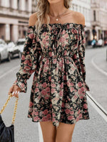 Mini Jurk met Off-Shoulder en Bloemenprint - Group4 - Jurkjes.co