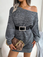 Mini Jurk met Off-Shoulder en Ceintuur - Mini Dresses - Jurkjes.co
