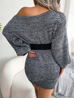 Mini Jurk met Off-Shoulder en Ceintuur - Mini Dresses - Jurkjes.co
