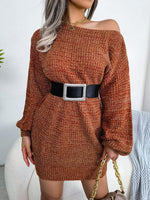 Mini Jurk met Off-Shoulder en Ceintuur - Mini Dresses - Jurkjes.co