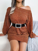 Mini Jurk met Off-Shoulder en Ceintuur - Mini Dresses - Jurkjes.co