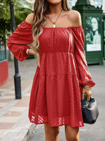 Mini Jurk met Off-Shoulder en Chevron - Mini Dresses - Jurkjes.co