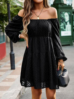 Mini Jurk met Off-Shoulder en Chevron - Mini Dresses - Jurkjes.co